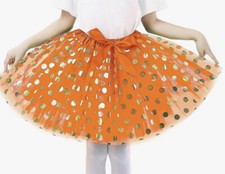 NIP DAISY BOUTIQUE Girl 5 layer Tutu Skirt orange/gold/silver polka dot sz.2T-8T