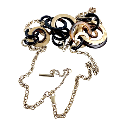 Kenneth Cole Accented Chain Necklace, 32 in, Modernist Abstract, 80s Style, Gift - Picture 9 of 13