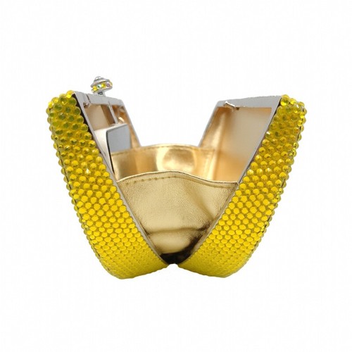 Lemon shaped diamond inlaid dinner Hand Bag Party Bag evening bag - Picture 9 of 16