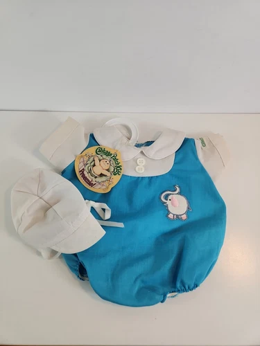 VTG Cabbage Patch Kids Doll Outfit blue  Elephant Romper Shirt nwt and hanger
