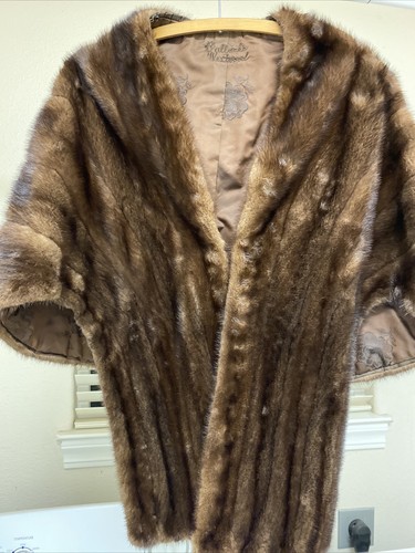 Visón vintage (?) Cierre de gancho envolvente de estola ¡Material precioso! Hermoso forro - Imagen 1 de 11