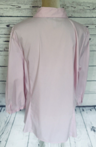 Women’s XXL Blouse Old Navy Pink Button Down Ruffle 3/4 Sleeves Collared Soft  - Picture 5 of 12