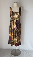 Natori Abstract Satin/Silky Sleeveless Nightgown Chemise Dress Square Neck Sz.L