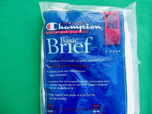 CHAMPION 1997 WHITE COTTON TALL BASIC BRIEFS UNDERWEAR 2 PACK SIZE 36 BRAND NEW - Picture 5 of 8