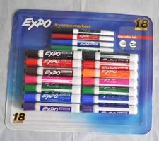 Expo Dry Erase Markers Fine Tip & Chisel Tip Multi Colored Markers 18 count NEW