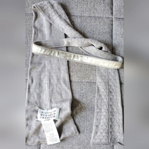 Maison Martin Margiela Line 14 Grey Knit Narrow Silk Scarf - Picture 4 of 11