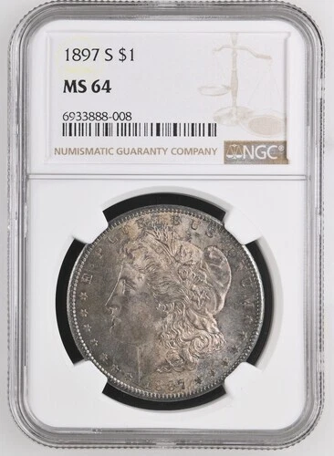 1897-S Morgan Silver Dollar $1 NGC MS64 FREE SHIPPING ** Lot #01770026