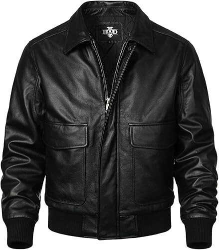Men's Motorcycle Leather jacket Genuine Buffalo Skin Brando Style Black Biker - Picture 4 of 5