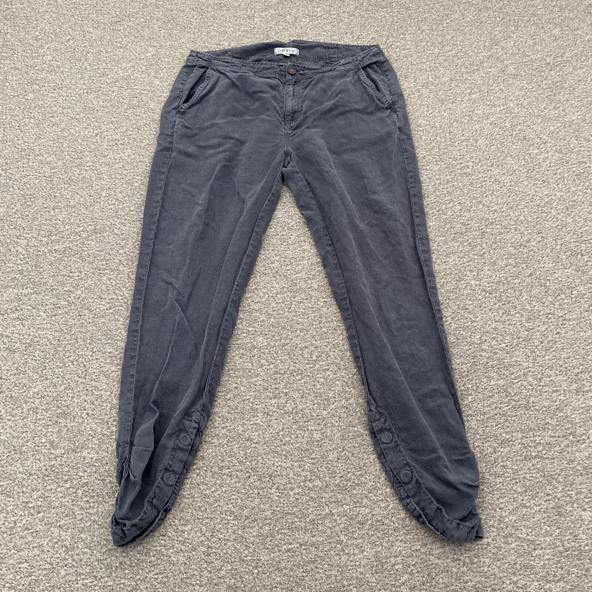 Orvis Women's Size Gray Skinny Leg Linen Blend Lightweight