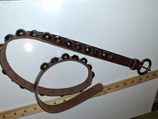 Brown Studded Genuine Leather Belt Women's Size Med. Euc