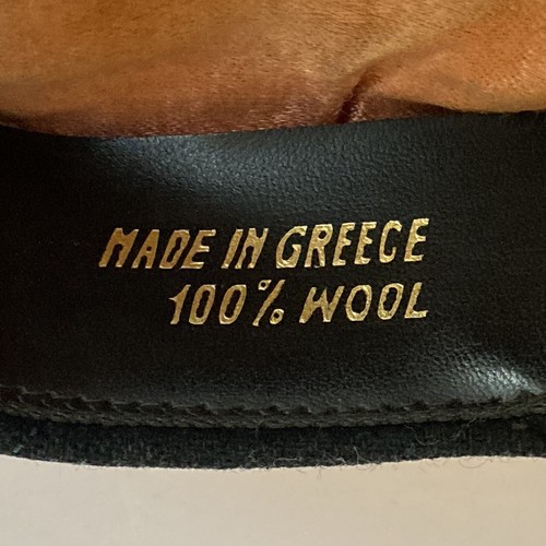 Vtg Greek Fishermans Captains Hat Cap 100% Wool Black 21” Headband Greece Made - Picture 8 of 9