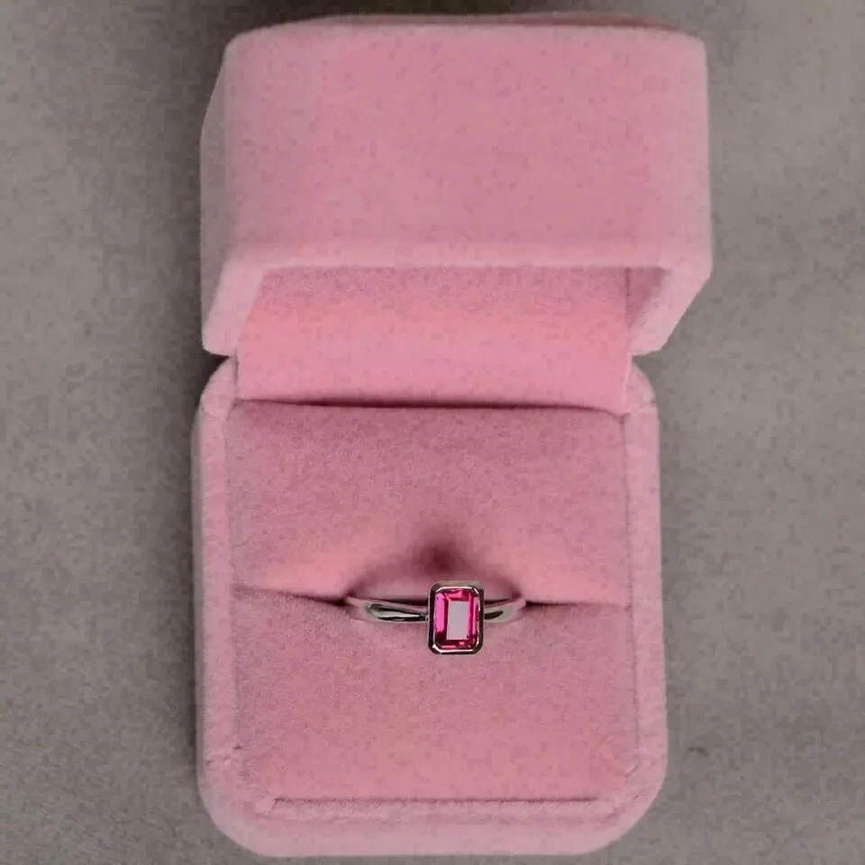 2Ct Lab Created Ruby Diamond Solitaire Engagement Ring 14K White Gold Finish - Image 2 of 4