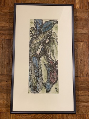 Abstrakte Kunst von Joan Doane mit dem Titel Katherine Anne signiert Kini, Frau mit langen Haaren