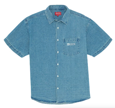 SS20 SUPREME INVERT DENIM S/S SS SHIRT BLUE WHITE SZ XL (Bin #6 