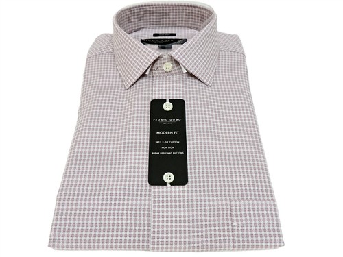 Pronto Uomo Camicia Abito Uomo Anni 80 2 Strati Cotone Mini Plaid Rosa Tg 16 1/2 32/33 - Foto 1 di 3