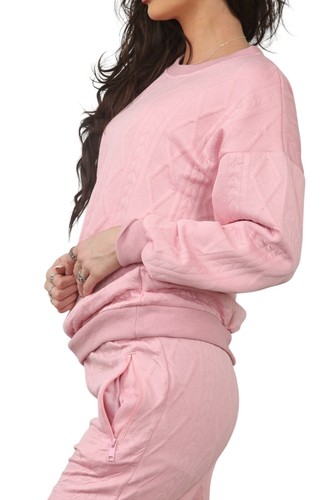 Womens Ladies Tracksuit Jacquard Tracksuit Loungewear Sweater Trouser Co-ord Set - Picture 46 of 46