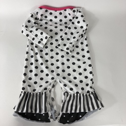 Baby Girls Boutique Black White Polka Dot Reindeer Holiday Romper Outfit 3-6mo - Picture 4 of 9