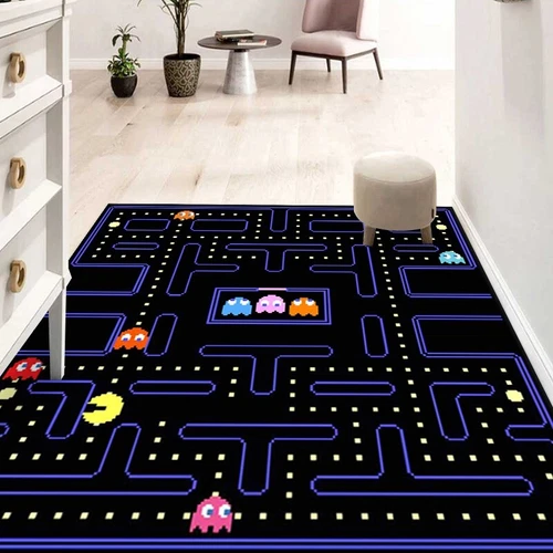 Pac Man Game Print Carpet Gamer Bedroom Rugs Floor Mat WC Kitchen Door Mat UK-