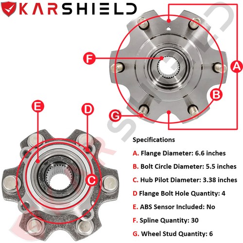 2x Front Wheel Bearing Hub Assembly for 2001-2006 Mitsubishi Montero HA590145 - Picture 9 of 13