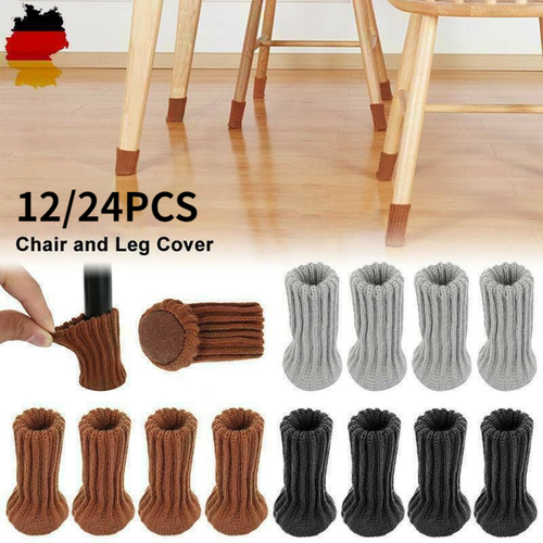 12/24Stk Stuhlbein Socken Gestrickte Mobel Fusbodenschutz Dehnbar Tischabdeckung - Bild 1 von 18