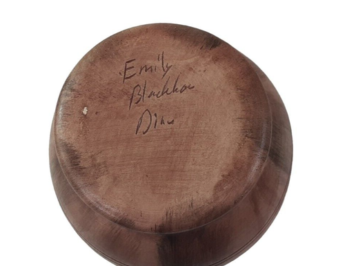 Emily Blackhorse signierte Kunstvase Dine Navajo Keramik Holz Radierung Künstler - Bild 8 von 8