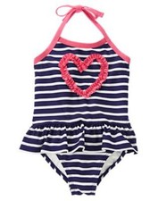 NWT Gymboree Valentine's Day Striped Heart Swimsuit 6 7 8 10 12 Girls
