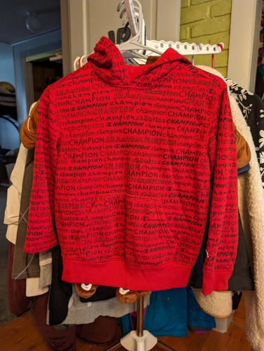 Unisex Champion Hooded Swearshirt Red Size S - Picture 1 of 3