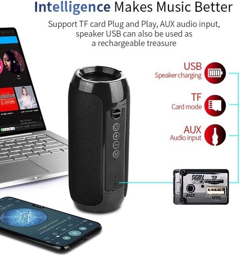 Tragbarer drahtloser Bluetooth Lautsprecher Stereo laut Bass USB FM Stereo Bass Boxen - Bild 4 von 4