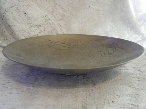 Vintage~Antq GRANDE ottone inciso Ftd.Compote Vanity Console pezzo centrale ciotola~India~ - Foto 8 di 8