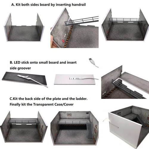 Diorama 1/64 Car Garage Model LED Lighting Car Parking Lot Scene Display Model - Picture 3 of 13