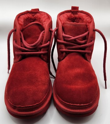 UGG Neumel Chukka Boots Suede Sheepskin Lined Shoes Mens Size 5 Red