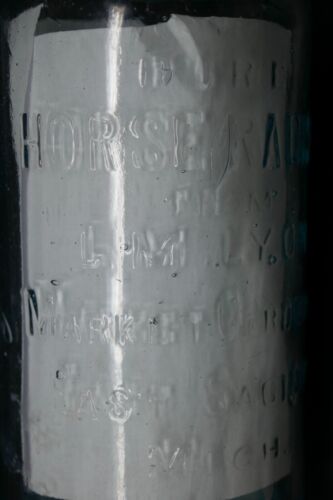 Vintage Pure Horseradish Green Glass Jar LM Lyon Saginaw, Mich - Picture 7 of 9