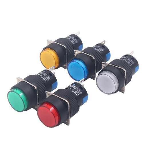 12/24/220V Illuminated Round 16mm Push Button Momentary Latching Switche ON/OFF - Picture 10 of 12
