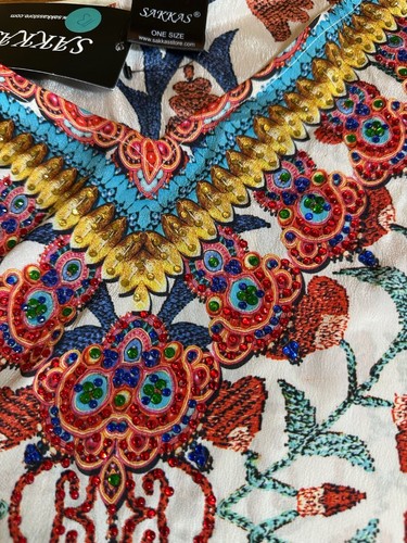 Sakkas Saanvi bedruckter drapierter Kurzarm Träger Cutout Schulter V-Ausschnitt Kaftan - Bild 4 von 10