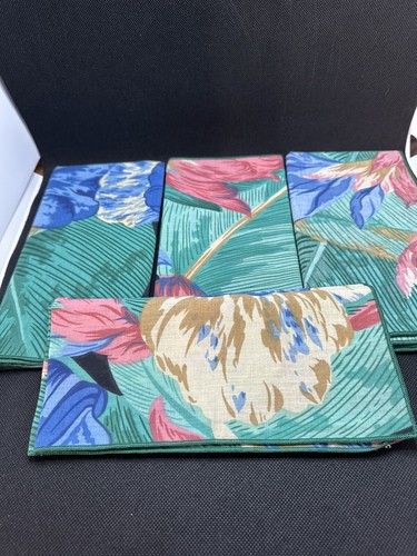 Juego De 4 Servilletas De Lino Tropical De Colección Hibisco Años 80’s Golden Girls Sunroom - Imagen 1 de 5