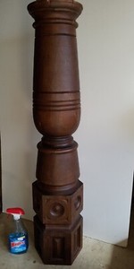 Large Vintage Oak Wooden Stairway Newel Post Antique Vintage Oak Wooden Stairway Newel Post