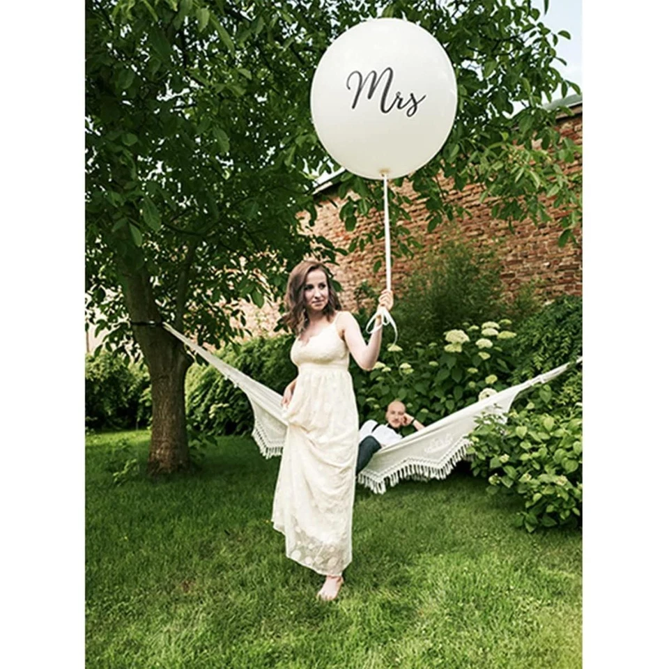 1 Mrs Jumbo Latex White & Black Wedding Engagement Party Decor 1m Giant Balloon - Image 2 of 2