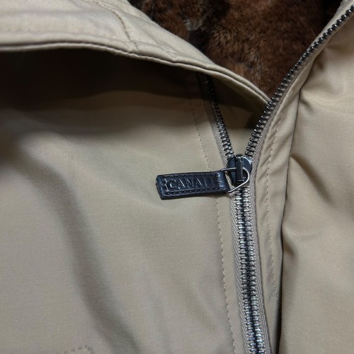 Canali Luxury Fur Lined Beige Zip Jacket Overcoat Pockets Men's Size 56 Italy - Picture 6 of 12