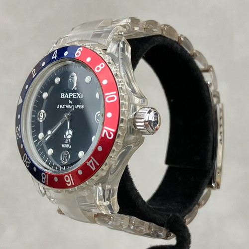 RARE A Bathing Ape Bapex 2009 Clear Pepsi Bezel Men's Watch Made by Human Japan - Picture 2 of 13
