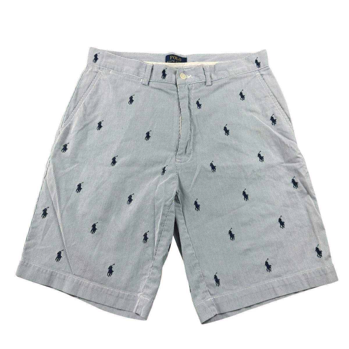 【新品】ラルフローレン ストライプエプロン ポロ馬ロゴ付き Polo Ralph Lauren Blue White Striped Embroidered Horse AOP