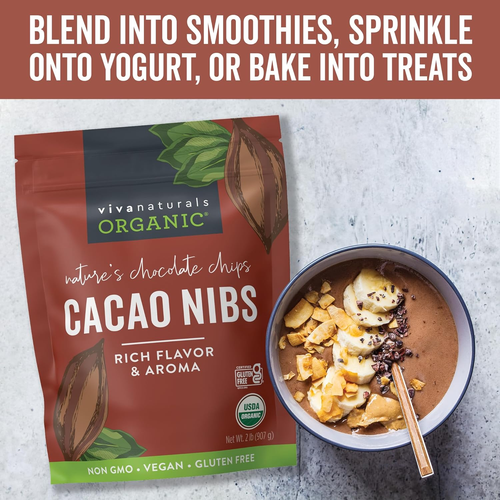 Organic Cacao Nibs, 2 Lb Bag (907G) - Keto Friendly and Vegan Unsweetened Choco - Picture 5 of 12