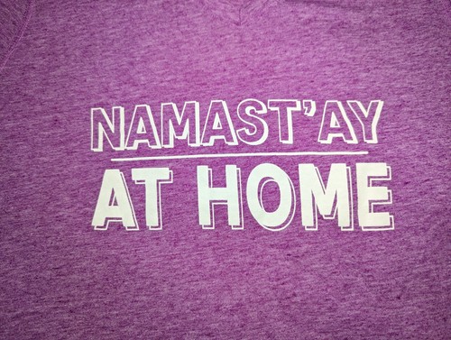 ATHLETIC WORKS Graphic YOGA T-Shirt Size XL 16-18 PURPLE PUNCH V-Neck - Picture 2 of 6