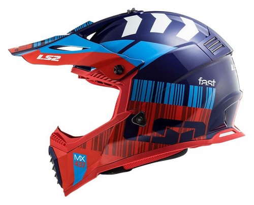 LS2 Helmets Gate Xcode Full Face Motorcycle Youth Helmet, Gloss Red & Blue - Picture 2 of 4