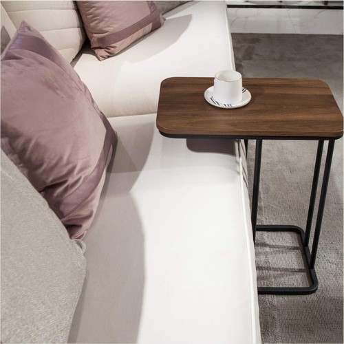 C Shaped Side Table, Small End Table MDF Black Walnut Coffee Table, Modern Si... - Picture 9 of 9