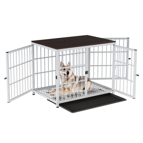 Large Wooden Dog Crate Furniture Indoor Dog Kennel End Table Pet Cage Furniture - Picture 12 of 24