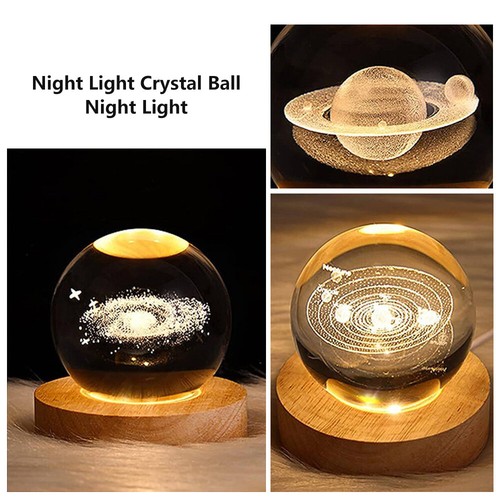 3D Crystal Ball Night Light Moon Planet Globe USB LED Table Lamp Gift Kids - Bild 7 von 28