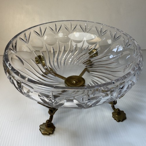 "Centro de mesa Andrea by Sadek de colección Lg cristal corte cuenco con soporte de latón 11"" X 5""" - Imagen 14 de 14