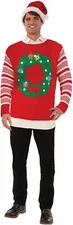 Forum Novelties Red Christmas Wreath Light Up Sweater, X-Large - 75847