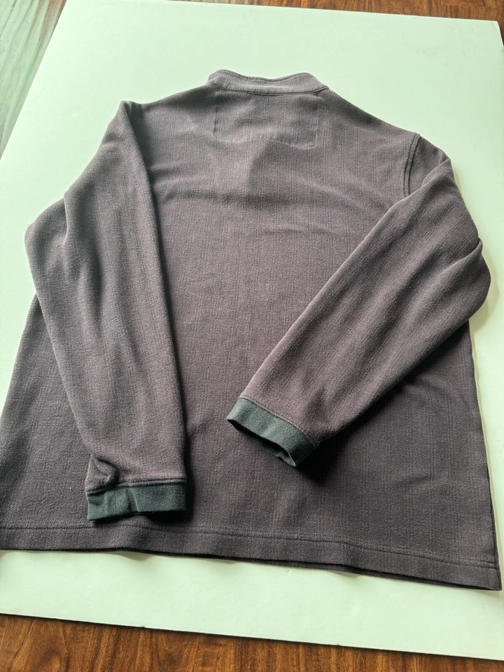 Haggar 男式 L 码套衫 1/4 拉链勃艮第黑色毛衣自然弹力 — 第 2/4 张图片