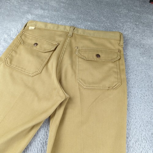 Vintage 70s JC Penney Pant Boy 20 31x30 Tan Moleskin Flared Baker Utility Talon - Picture 2 of 22